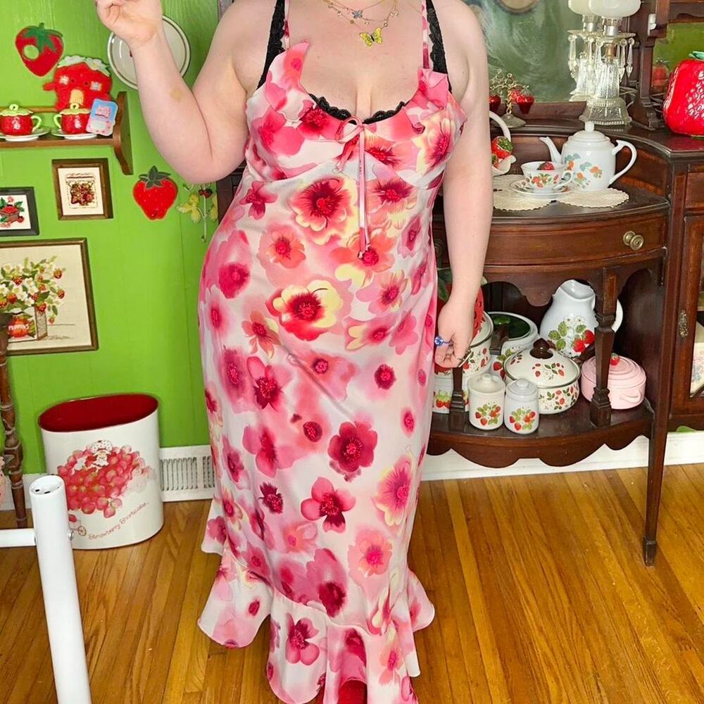 Vintage y2k Mlle Gabrielle plus size coquettecore milkmaid summer maxi dress - Picture 4 of 8